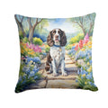 English Springer Spaniel Spring Path Decorative Throw Pillow 18x18 Indoor Outdoor Accent Cushion, Fabric Cover with Insert for Sofa, Bed, Porch & Living Room