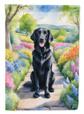 Flat-Coated Retriever Spring Path House Flag 28x40 Porch Sleeve Pole Decorative Outside Yard Banner Artwork Wall Hanging, Polyester