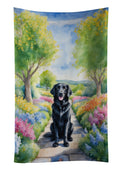 Flat-Coated Retriever Spring Path Kitchen Towel Velour Plush Front and Cotton Loop Back Machine Washable