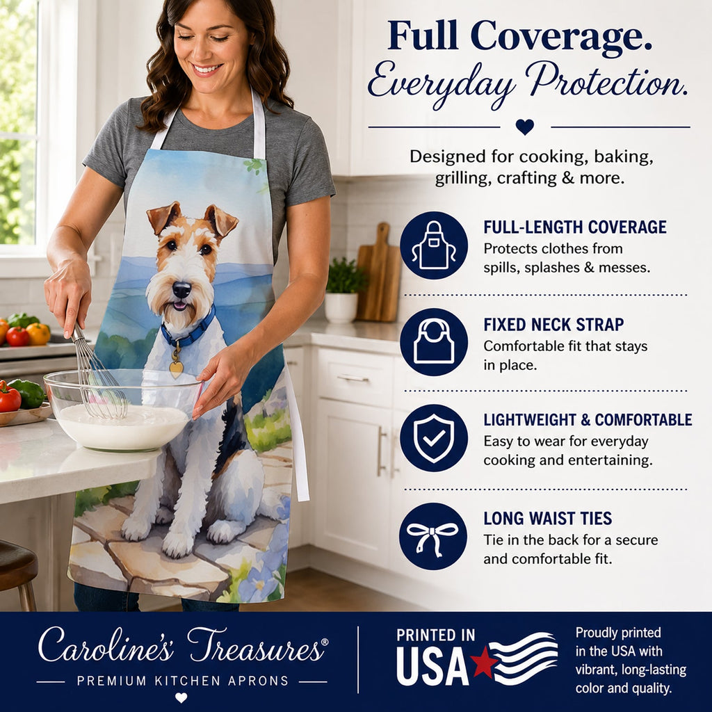 Fox Terrier Spring Path Apron Cooking Kitchen Server Baking Crafts Gardening for Adult Women Men, Unisex, Large, Multicolor