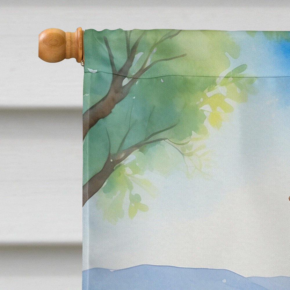 Fox Terrier Spring Path House Flag 28x40 Porch Sleeve Pole Decorative Outside Yard Banner Artwork Wall Hanging, Polyester