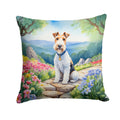 Fox Terrier Spring Path Decorative Throw Pillow 18x18 Indoor Outdoor Accent Cushion, Fabric Cover with Insert for Sofa, Bed, Porch & Living Room