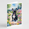 French Bulldog Spring Path Greeting Cards Pack of 8 Blank Cards with Envelopes Whimsical A7 Size 5x7