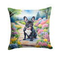 French Bulldog Spring Path Decorative Throw Pillow 18x18 Indoor Outdoor Accent Cushion, Fabric Cover with Insert for Sofa, Bed, Porch & Living Room