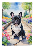 French Bulldog Spring Path House Flag 28x40 Porch Sleeve Pole Decorative Outside Yard Banner Artwork Wall Hanging, Polyester