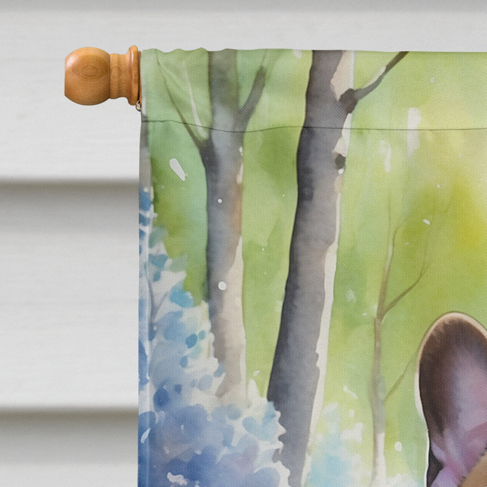 French Bulldog Spring Path House Flag 28x40 Porch Sleeve Pole Decorative Outside Yard Banner Artwork Wall Hanging, Polyester