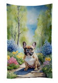 French Bulldog Spring Path Kitchen Towel Velour Plush Front and Cotton Loop Back Machine Washable
