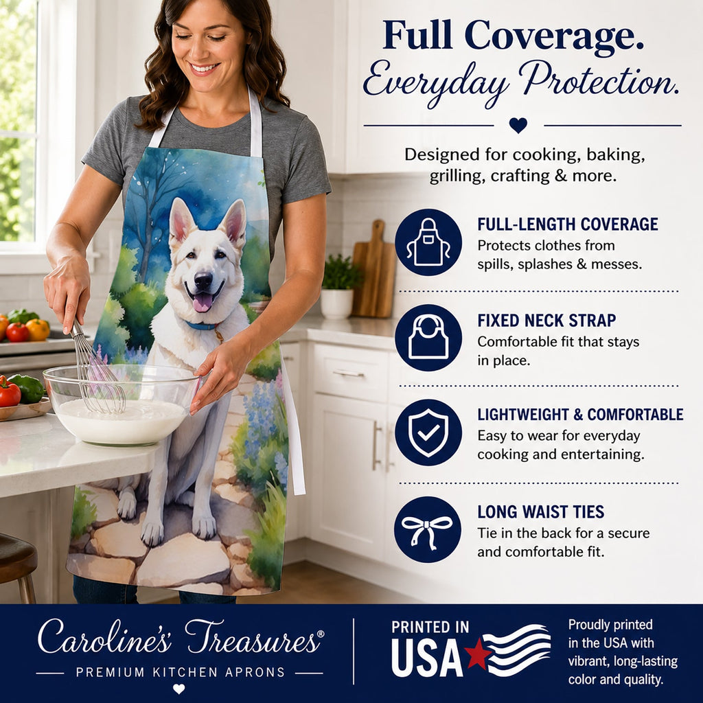 German Shepherd Spring Path Apron Cooking Kitchen Server Baking Crafts Gardening for Adult Women Men, Unisex, Large, Multicolor