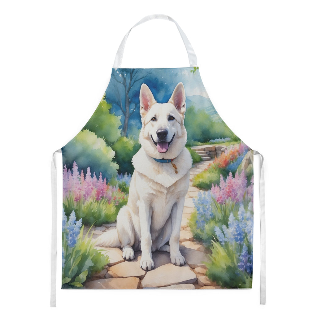German Shepherd Spring Path Apron Cooking Kitchen Server Baking Crafts Gardening for Adult Women Men, Unisex, Large, Multicolor