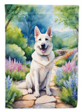 German Shepherd Spring Path House Flag 28x40 Porch Sleeve Pole Decorative Outside Yard Banner Artwork Wall Hanging, Polyester