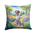 German Shorthaired Pointer Spring Path Decorative Throw Pillow 18x18 Indoor Outdoor Accent Cushion, Fabric Cover with Insert for Sofa, Bed, Porch & Living Room