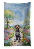 German Wirehaired Pointer Spring Path Kitchen Towel Velour Plush Front and Cotton Loop Back Machine Washable
