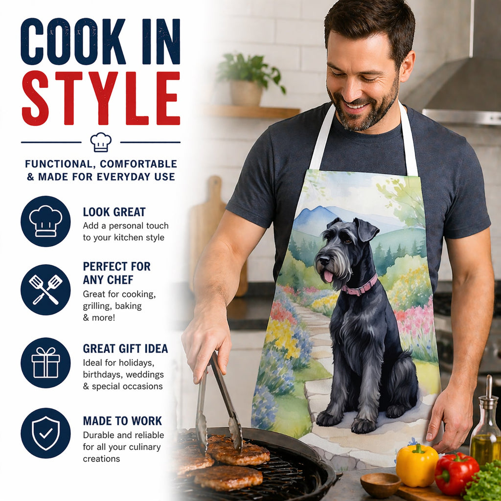 Giant Schnauzer Spring Path Apron Cooking Kitchen Server Baking Crafts Gardening for Adult Women Men, Unisex, Large, Multicolor