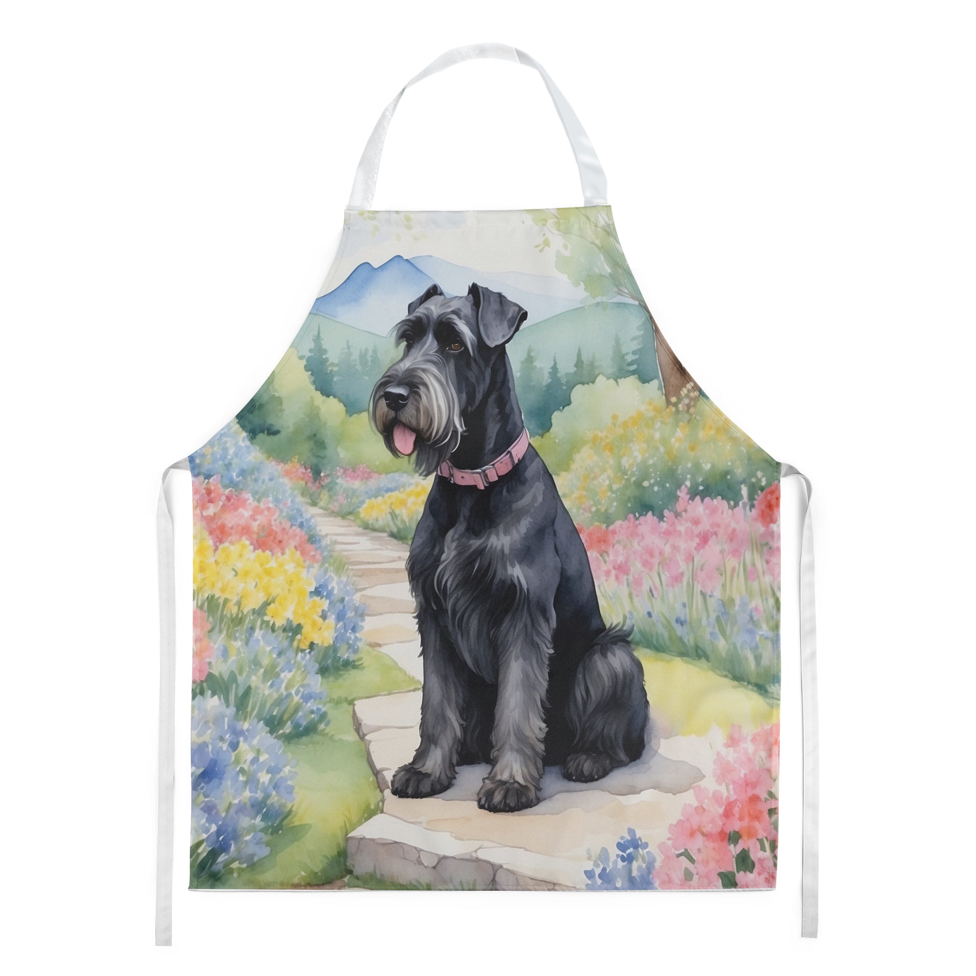 Giant Schnauzer Spring Path Apron Cooking Kitchen Server Baking Crafts Gardening for Adult Women Men, Unisex, Large, Multicolor