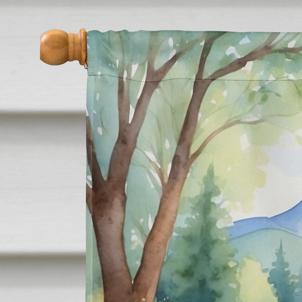Giant Schnauzer Spring Path House Flag 28x40 Porch Sleeve Pole Decorative Outside Yard Banner Artwork Wall Hanging, Polyester