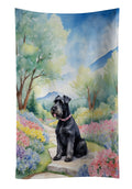 Giant Schnauzer Spring Path Kitchen Towel Velour Plush Front and Cotton Loop Back Machine Washable
