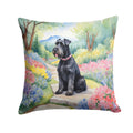 Giant Schnauzer Spring Path Decorative Throw Pillow 18x18 Indoor Outdoor Accent Cushion, Fabric Cover with Insert for Sofa, Bed, Porch & Living Room