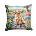Golden Retriever Spring Path Decorative Throw Pillow 18x18 Indoor Outdoor Accent Cushion, Fabric Cover with Insert for Sofa, Bed, Porch & Living Room