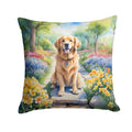 Golden Retriever Spring Path Decorative Throw Pillow 18x18 Indoor Outdoor Accent Cushion, Fabric Cover with Insert for Sofa, Bed, Porch & Living Room