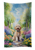 Goldendoodle Spring Path Kitchen Towel Velour Plush Front and Cotton Loop Back Machine Washable