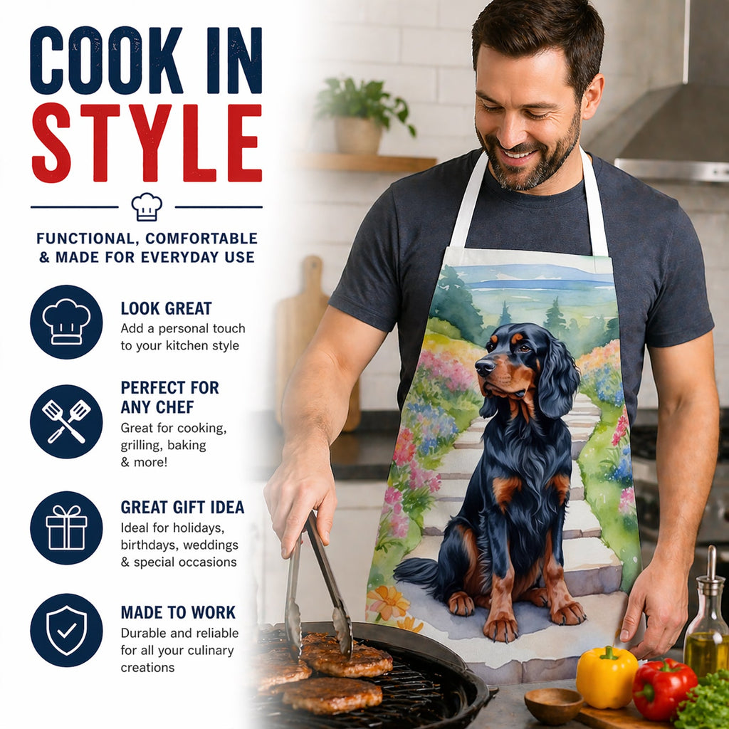 Gordon Setter Spring Path Apron Cooking Kitchen Server Baking Crafts Gardening for Adult Women Men, Unisex, Large, Multicolor