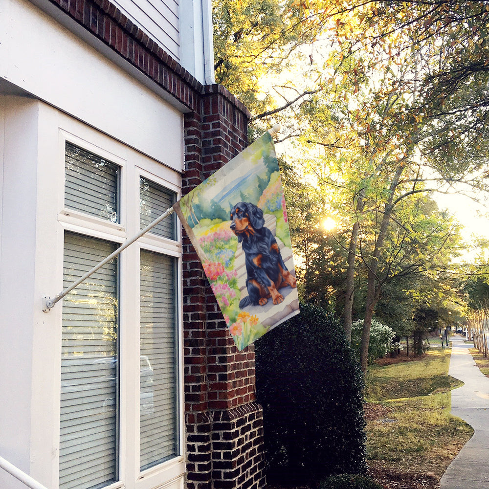 Gordon Setter Spring Path House Flag 28x40 Porch Sleeve Pole Decorative Outside Yard Banner Artwork Wall Hanging, Polyester