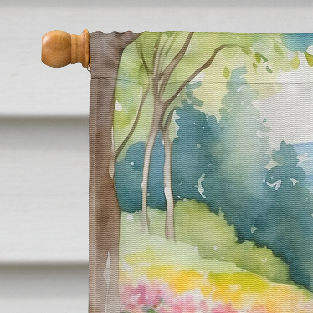 Gordon Setter Spring Path House Flag 28x40 Porch Sleeve Pole Decorative Outside Yard Banner Artwork Wall Hanging, Polyester