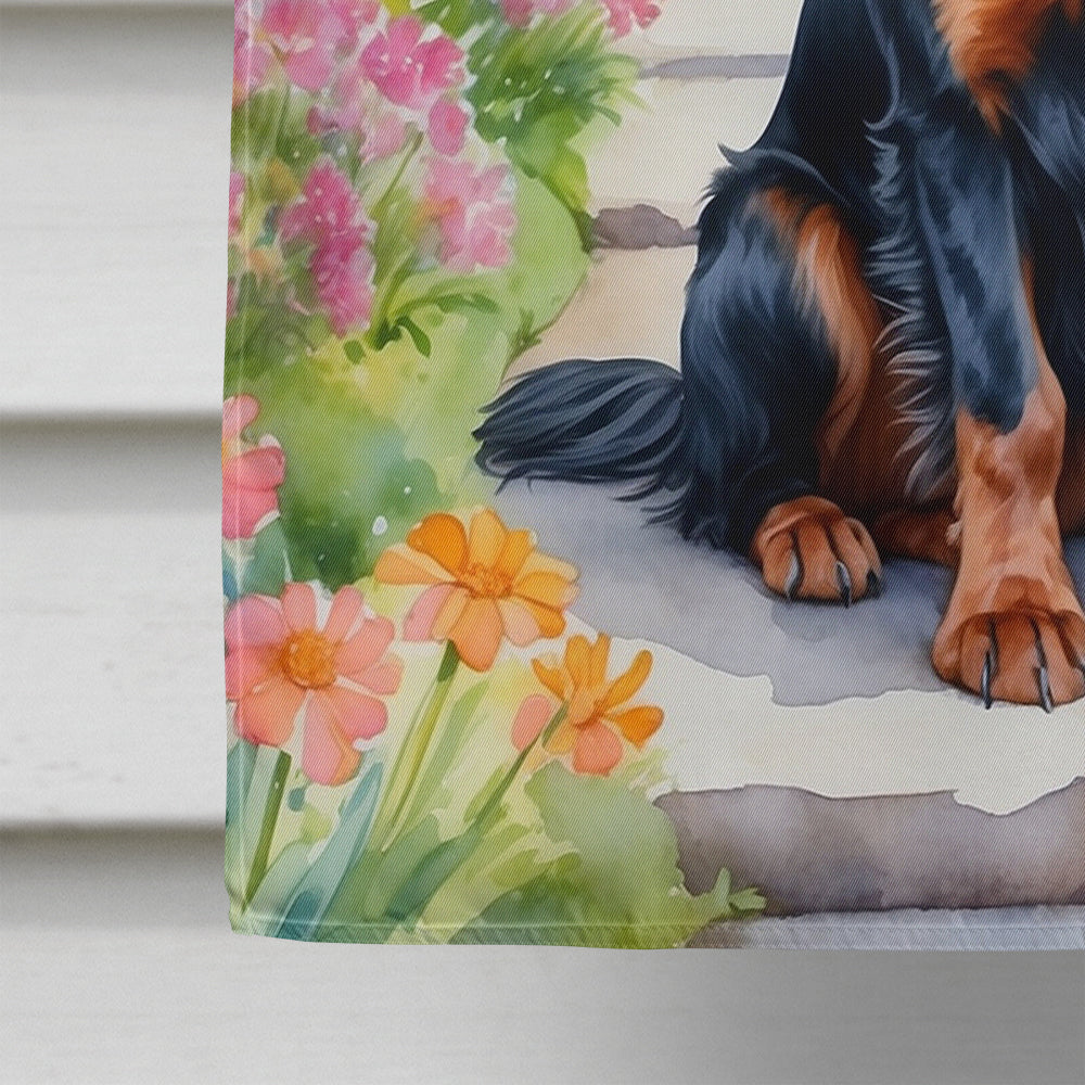 Gordon Setter Spring Path House Flag 28x40 Porch Sleeve Pole Decorative Outside Yard Banner Artwork Wall Hanging, Polyester