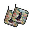 Gordon Setter Spring Path Pot Holder Set of 2 Heat Resistant Quilted Hot Pads 7.5 x 7.5 Inch, Insulated Kitchen Trivets for Cooking & Baking