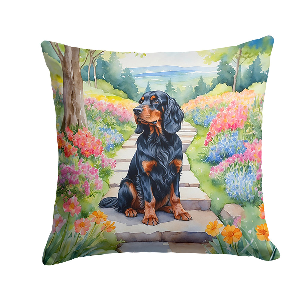 Gordon Setter Spring Path Decorative Throw Pillow 18x18 Indoor Outdoor Accent Cushion, Fabric Cover with Insert for Sofa, Bed, Porch & Living Room