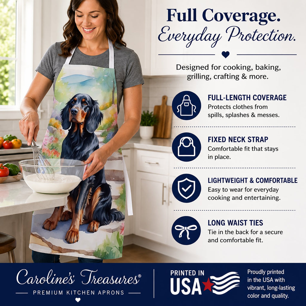 Gordon Setter Spring Path Apron Cooking Kitchen Server Baking Crafts Gardening for Adult Women Men, Unisex, Large, Multicolor