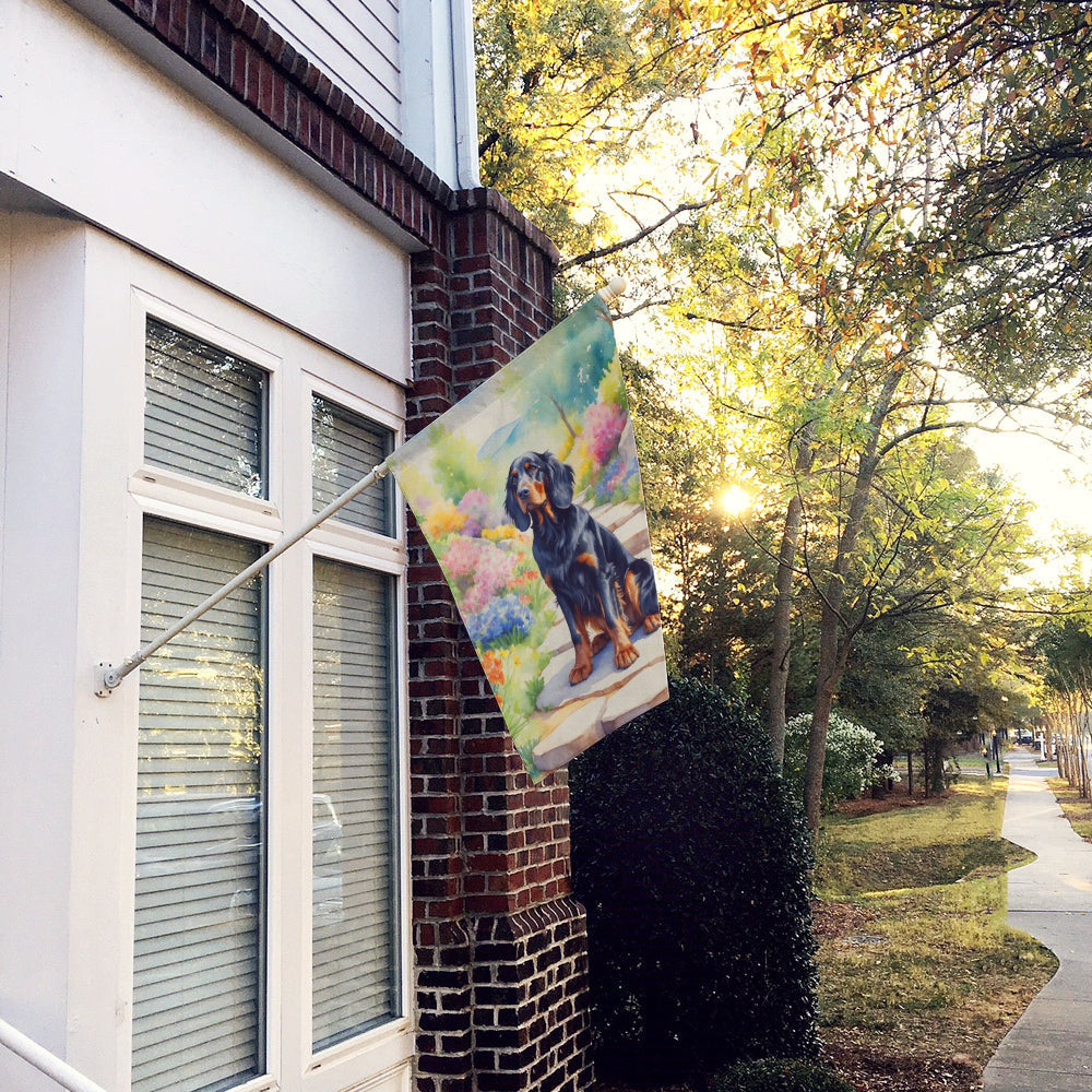 Gordon Setter Spring Path House Flag 28x40 Porch Sleeve Pole Decorative Outside Yard Banner Artwork Wall Hanging, Polyester