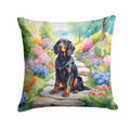 Gordon Setter Spring Path Decorative Throw Pillow 14x14 Indoor Outdoor Accent Cushion, Fabric Cover with Insert for Sofa, Bed, Porch & Living Room