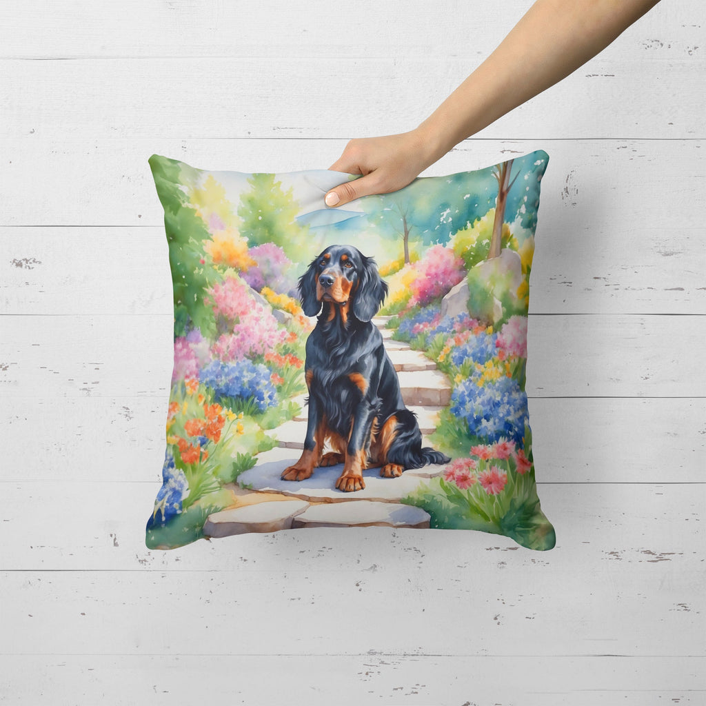 Gordon Setter Spring Path Decorative Throw Pillow 18x18 Indoor Outdoor Accent Cushion, Fabric Cover with Insert for Sofa, Bed, Porch & Living Room
