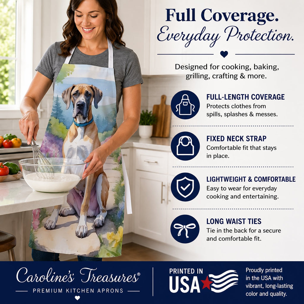 Great Dane Spring Path Apron Cooking Kitchen Server Baking Crafts Gardening for Adult Women Men, Unisex, Large, Multicolor