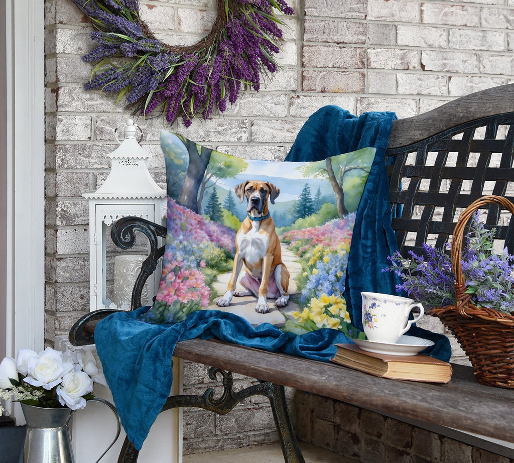 Great Dane Spring Path Decorative Throw Pillow 18x18 Indoor Outdoor Accent Cushion, Fabric Cover with Insert for Sofa, Bed, Porch & Living Room