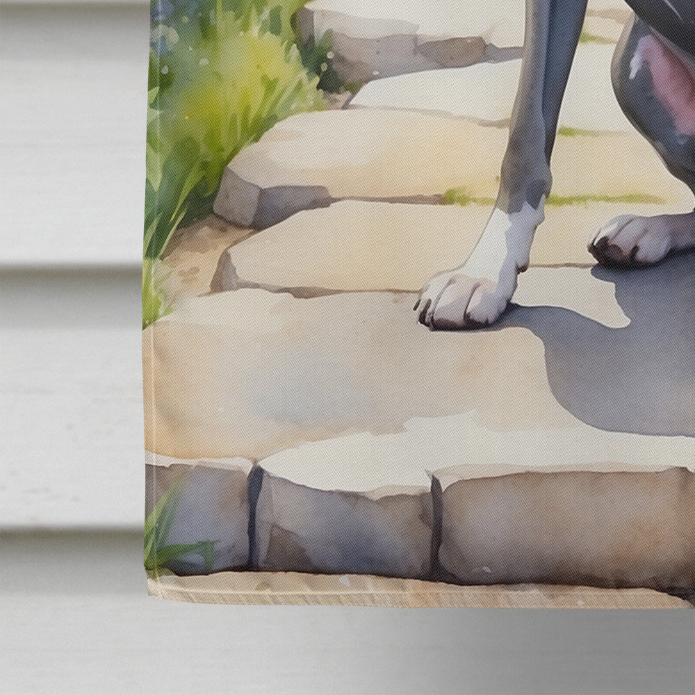 Great Dane Spring Path House Flag 28x40 Porch Sleeve Pole Decorative Outside Yard Banner Artwork Wall Hanging, Polyester