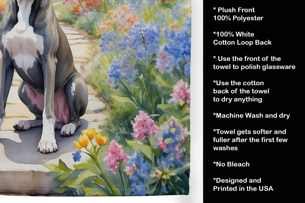 Great Dane Spring Path Kitchen Towel Velour Plush Front and Cotton Loop Back Machine Washable