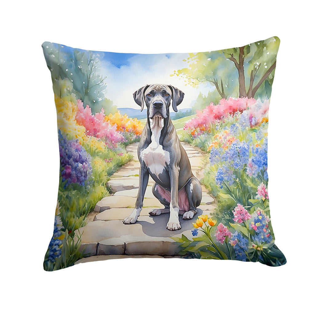 Great Dane Spring Path Decorative Throw Pillow 18x18 Indoor Outdoor Accent Cushion, Fabric Cover with Insert for Sofa, Bed, Porch & Living Room