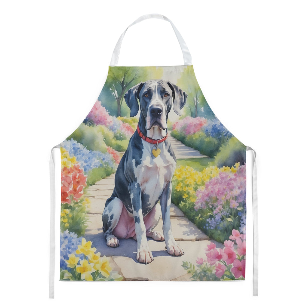 Great Dane Spring Path Apron Cooking Kitchen Server Baking Crafts Gardening for Adult Women Men, Unisex, Large, Multicolor