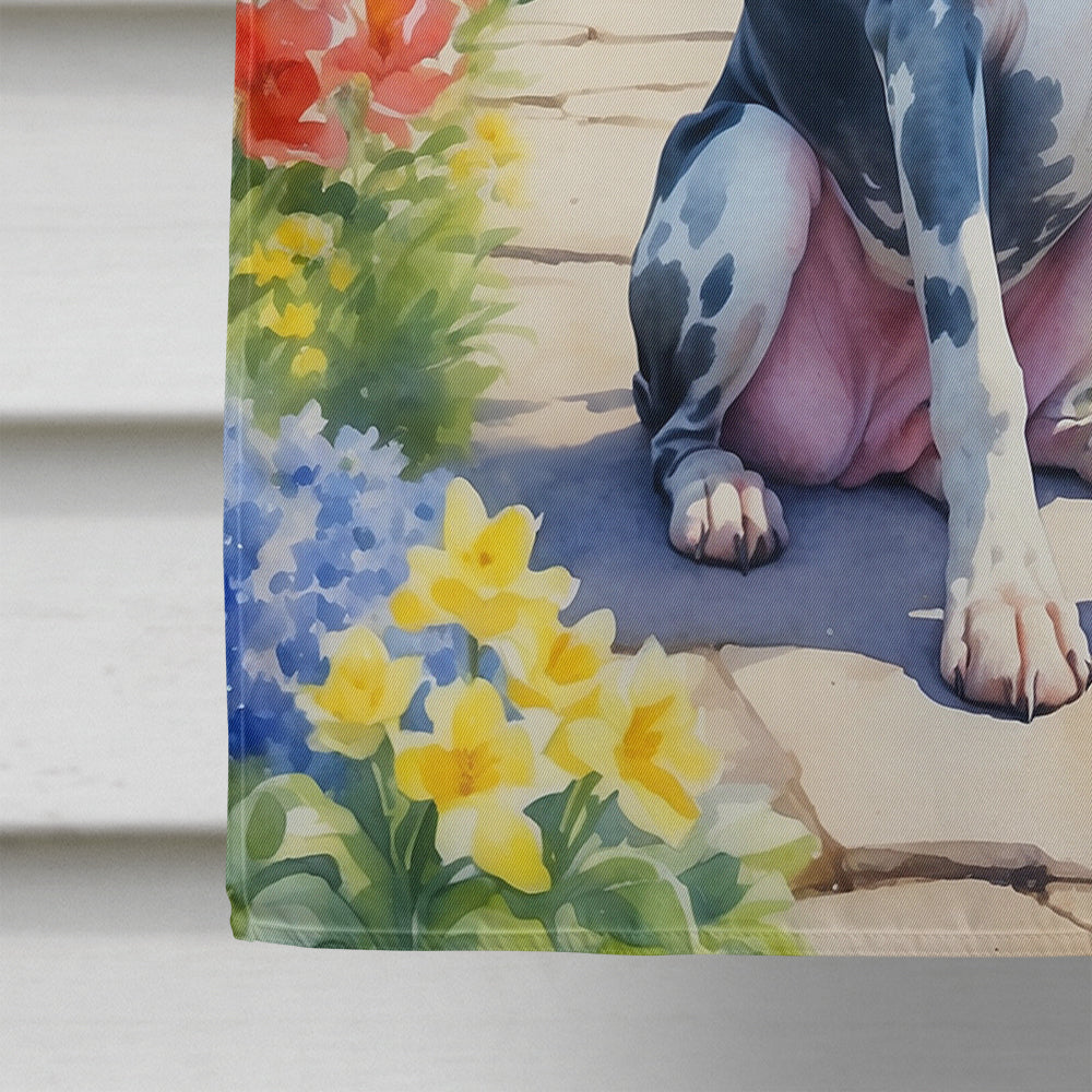 Great Dane Spring Path House Flag 28x40 Porch Sleeve Pole Decorative Outside Yard Banner Artwork Wall Hanging, Polyester