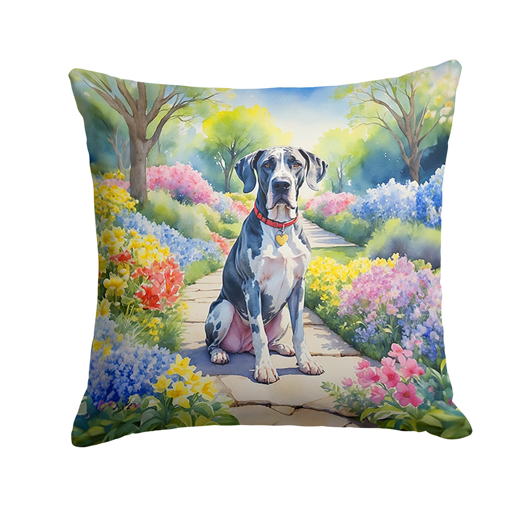 Great Dane Spring Path Decorative Throw Pillow 18x18 Indoor Outdoor Accent Cushion, Fabric Cover with Insert for Sofa, Bed, Porch & Living Room