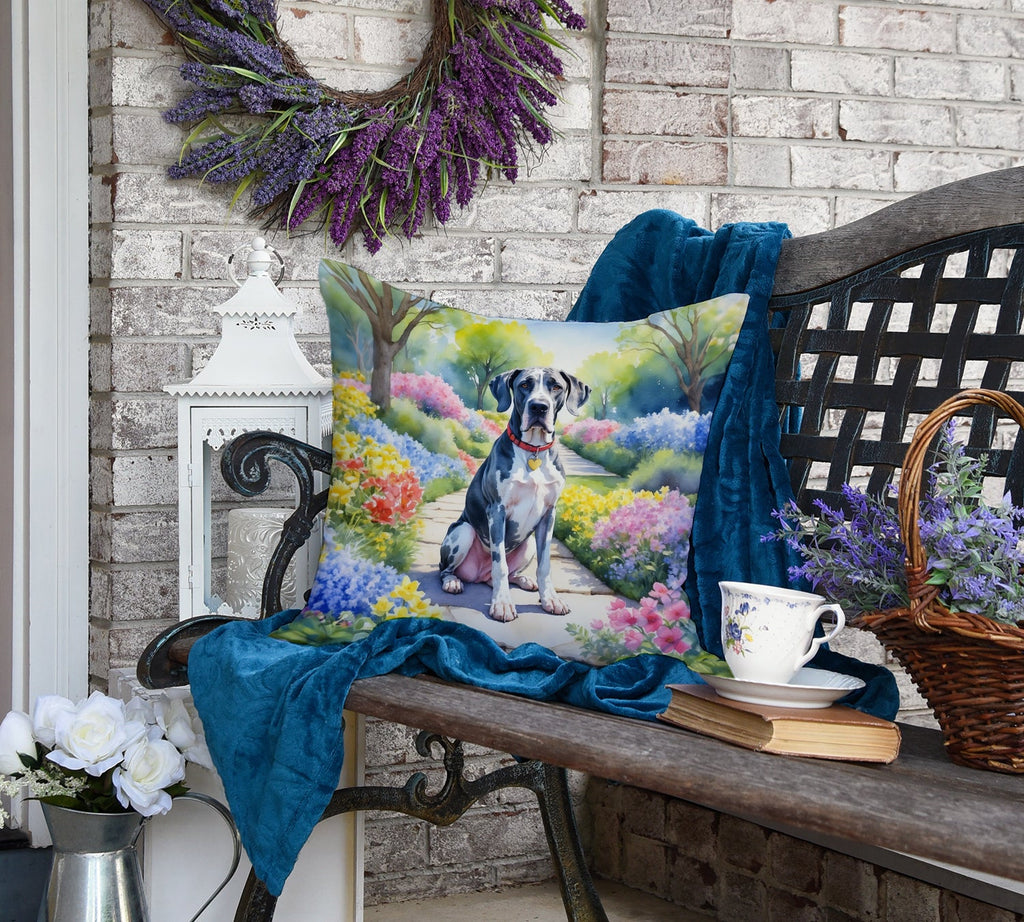 Great Dane Spring Path Decorative Throw Pillow 18x18 Indoor Outdoor Accent Cushion, Fabric Cover with Insert for Sofa, Bed, Porch & Living Room