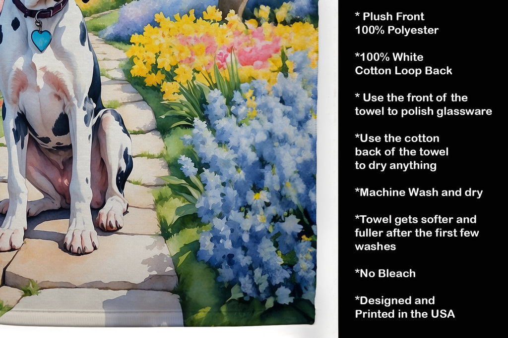 Great Dane Spring Path Kitchen Towel Velour Plush Front and Cotton Loop Back Machine Washable
