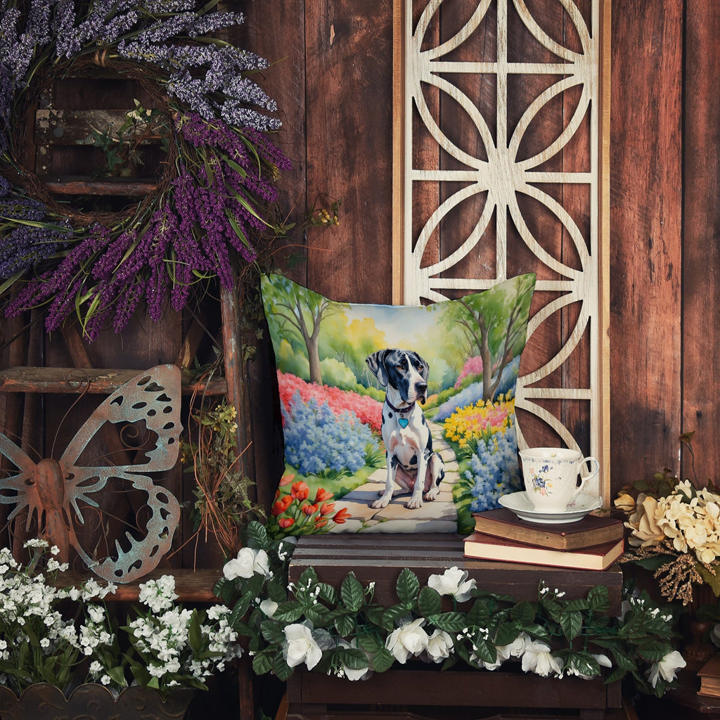 Great Dane Spring Path Decorative Throw Pillow 18x18 Indoor Outdoor Accent Cushion, Fabric Cover with Insert for Sofa, Bed, Porch & Living Room