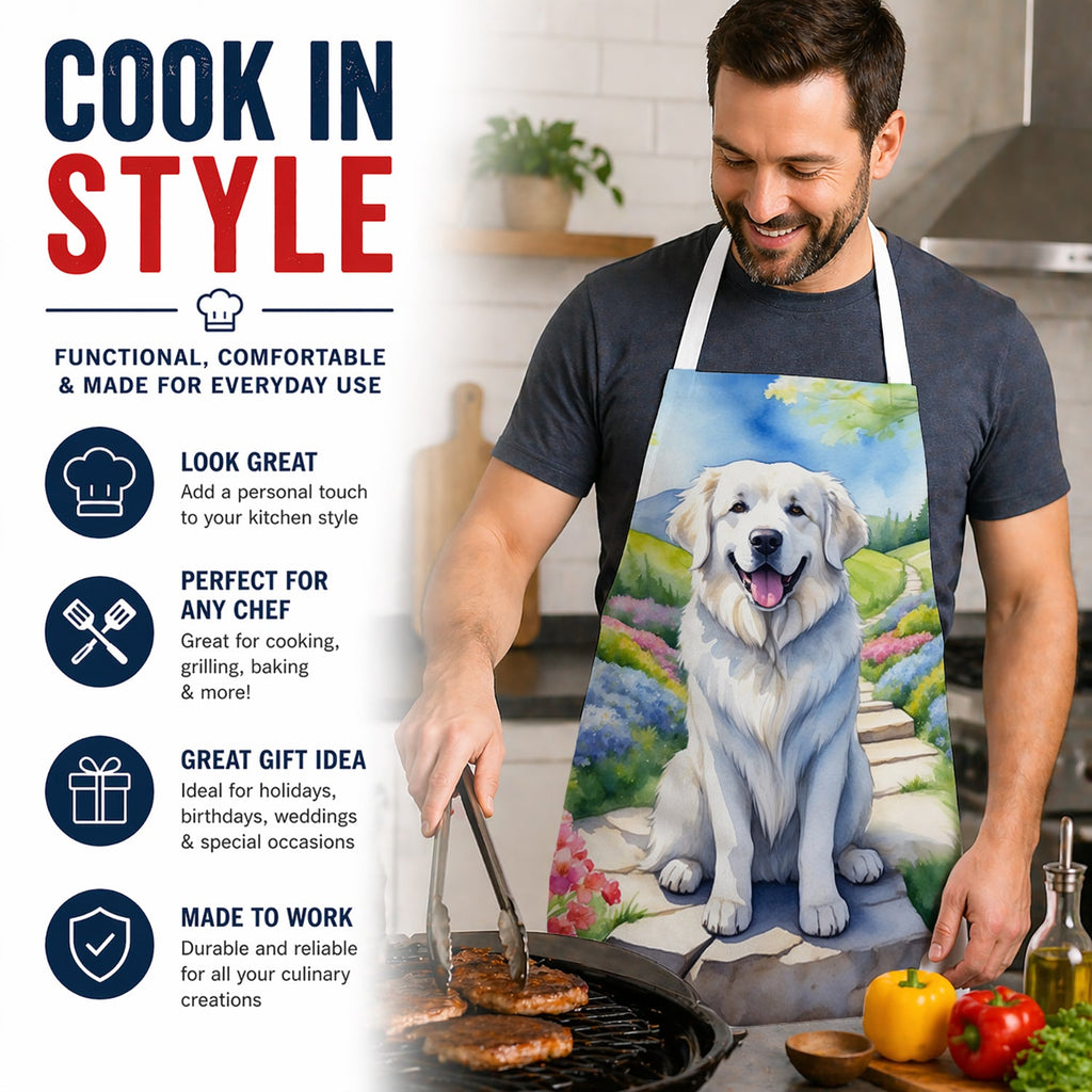 Great Pyrenees Spring Path Apron Cooking Kitchen Server Baking Crafts Gardening for Adult Women Men, Unisex, Large, Multicolor