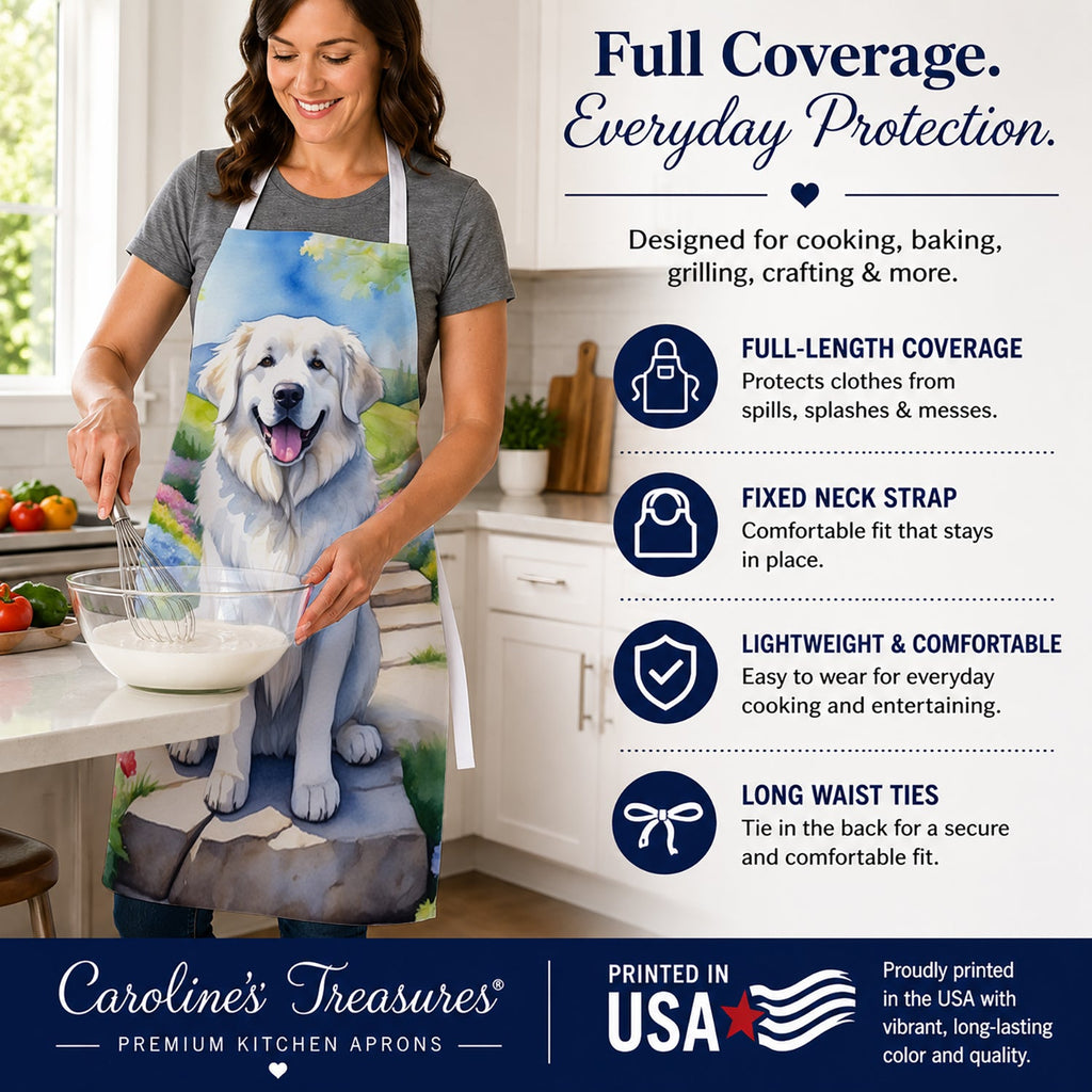 Great Pyrenees Spring Path Apron Cooking Kitchen Server Baking Crafts Gardening for Adult Women Men, Unisex, Large, Multicolor