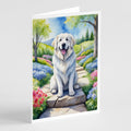 Great Pyrenees Spring Path Greeting Cards Pack of 8 Blank Cards with Envelopes Whimsical A7 Size 5x7