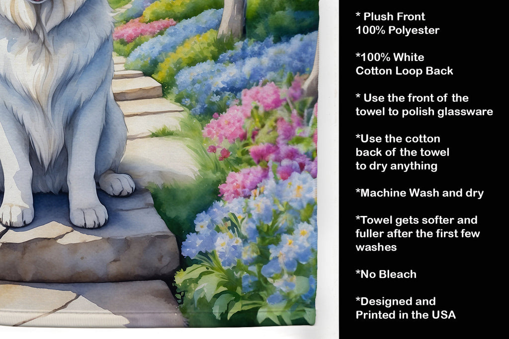 Great Pyrenees Spring Path Kitchen Towel Velour Plush Front and Cotton Loop Back Machine Washable