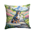 Greater Swiss Mountain Dog Spring Path Decorative Throw Pillow 18x18 Indoor Outdoor Accent Cushion, Fabric Cover with Insert for Sofa, Bed, Porch & Living Room